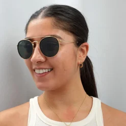Ray-Ban Ray-Ban|Ray-Ban^Sunglasses Round Double Bridge 3647N 001 Gold Green