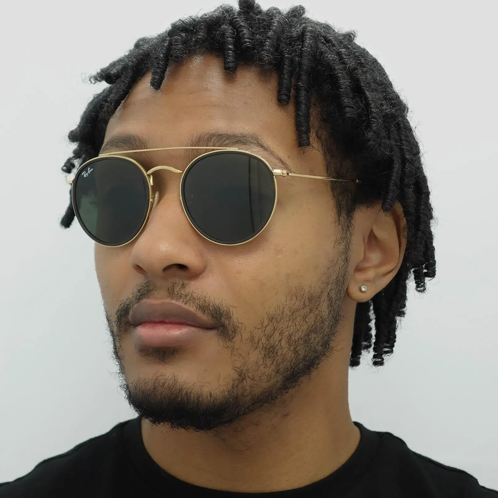 Ray-Ban Ray-Ban|Ray-Ban^Sunglasses Round Double Bridge 3647N 001 Gold Green