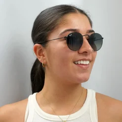 Ray-Ban Ray-Ban|Ray-Ban^Sunglasses Round Flat Lenses 3447N 002/71 Black Grey Gradient