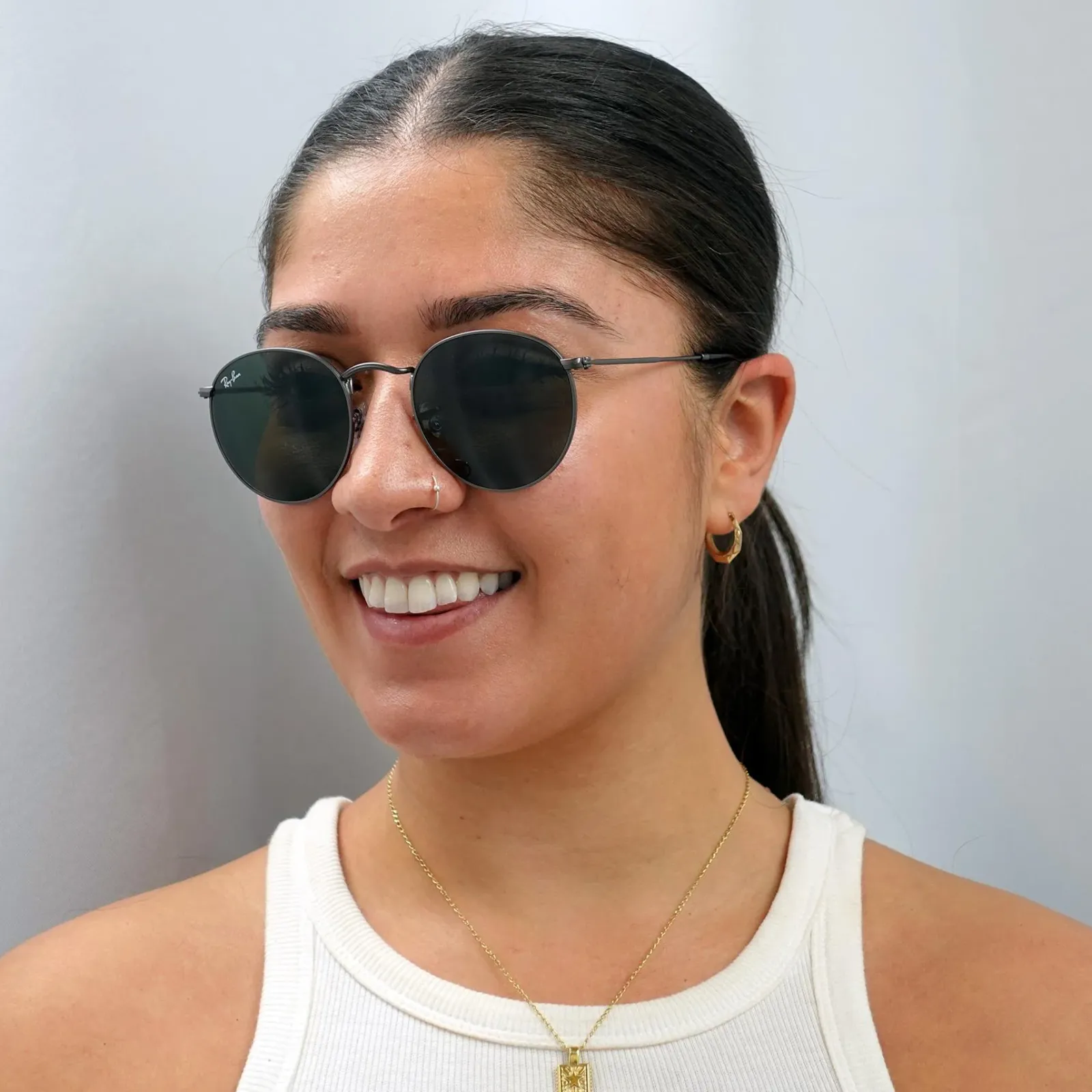 Ray-Ban Ray-Ban|Ray-Ban^Sunglasses Round Metal 3447 029 Gunmetal Green 50