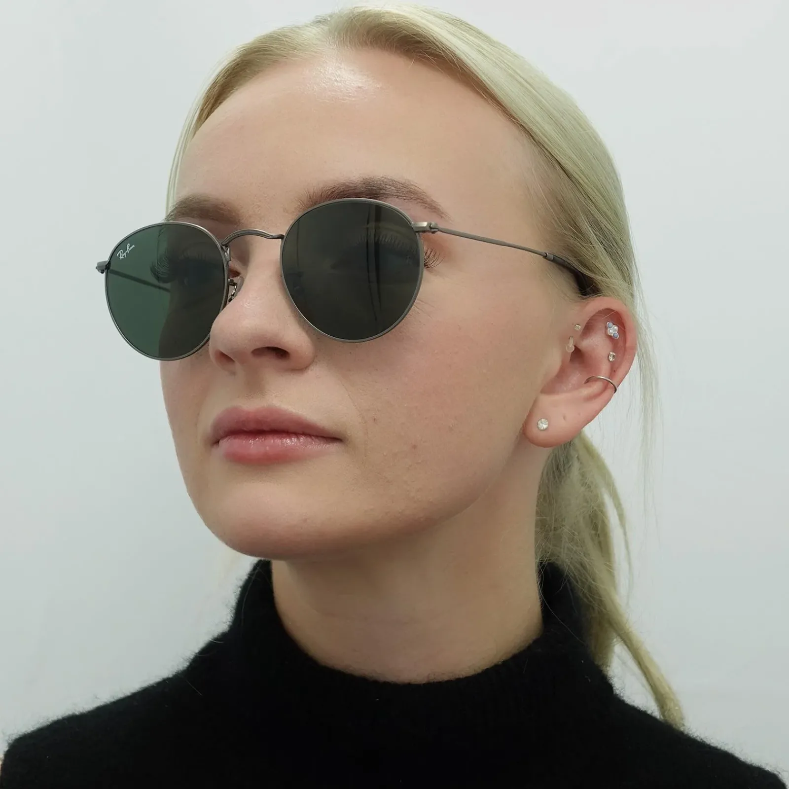 Ray-Ban Ray-Ban|Ray-Ban^Sunglasses Round Metal 3447 029 Gunmetal Green 50
