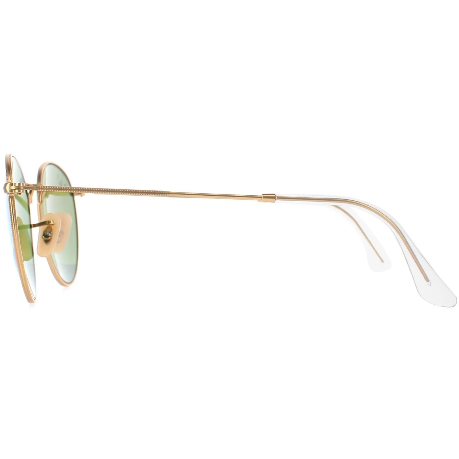 Ray-Ban Polarised^Sunglasses Round Metal 3447 112/4L Gold Blue Polarized Flash M
