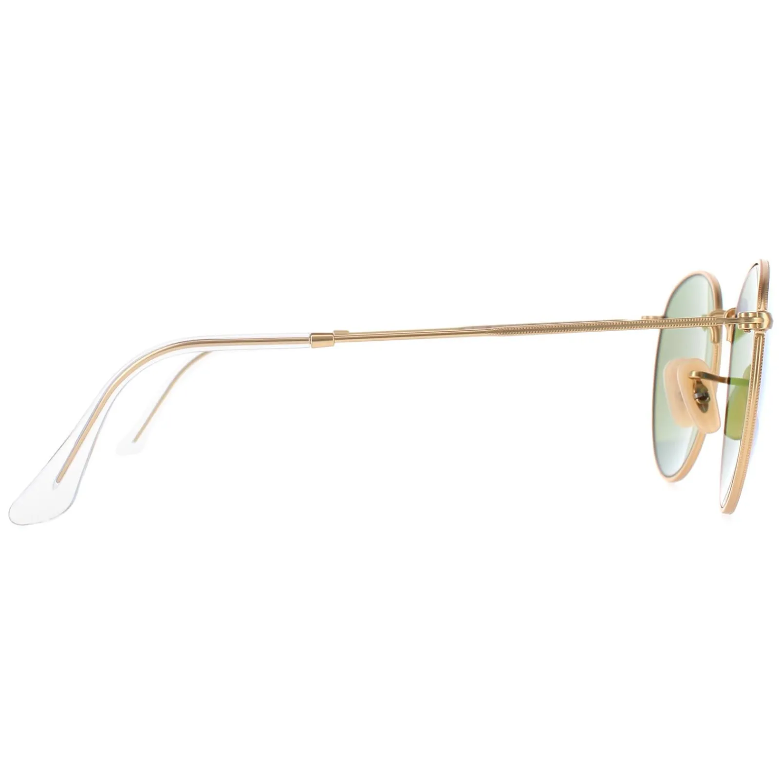 Ray-Ban Polarised^Sunglasses Round Metal 3447 112/4L Gold Blue Polarized Flash M