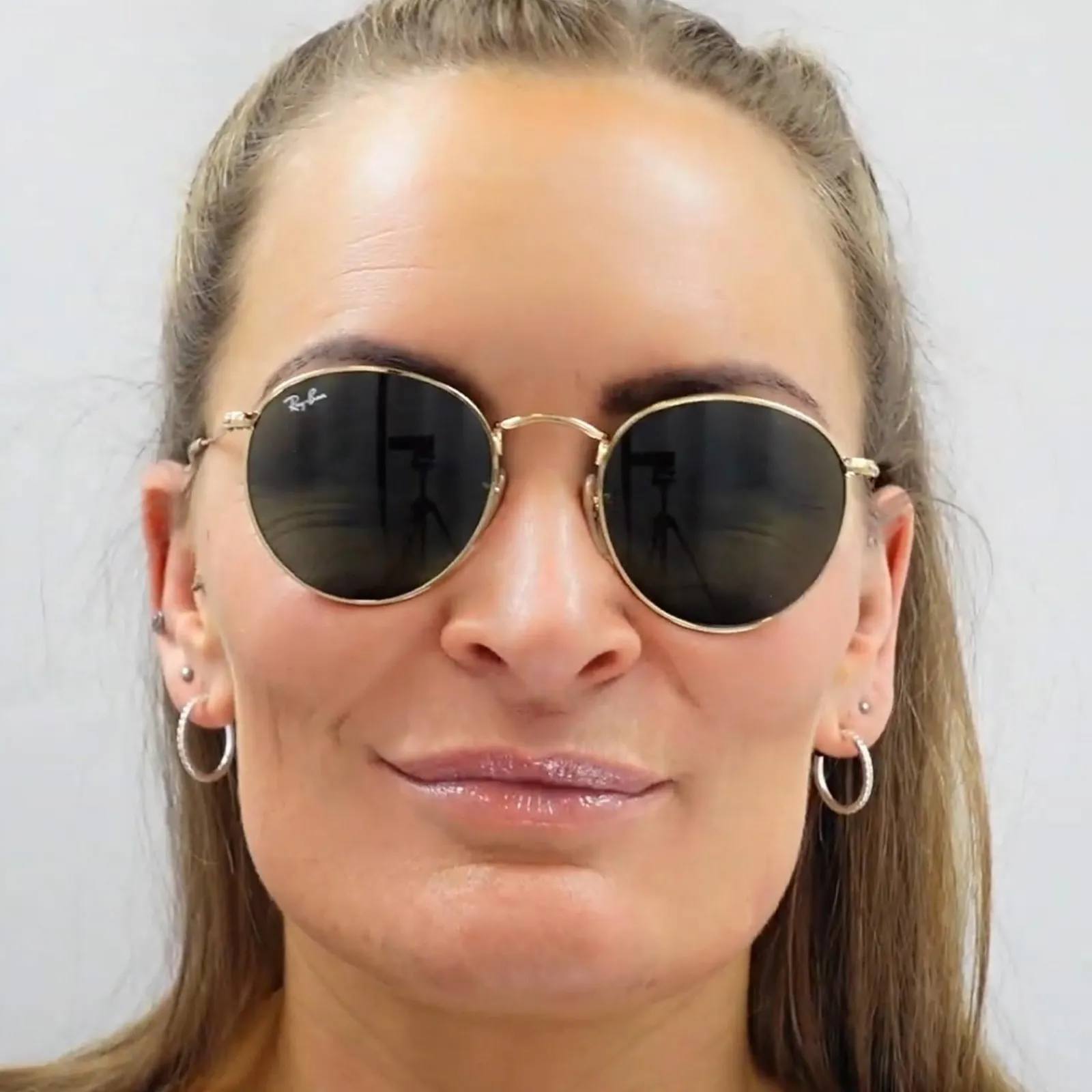 Ray-Ban Polarised^Sunglasses Round Metal 3447 112/4L Gold Blue Polarized Flash M