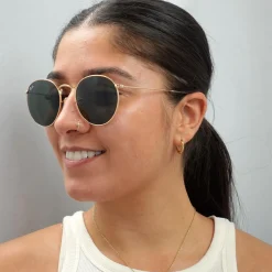 Ray-Ban Ray-Ban|Ray-Ban^Sunglasses Round Metal 3447 001 Gold Green 53mm