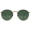 Ray-Ban Ray-Ban|Ray-Ban^Sunglasses Round Metal 3447 001 Gold Green 50mm
