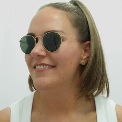 Ray-Ban Ray-Ban|Ray-Ban^Sunglasses Round Metal 3447 001 Gold Green 50mm