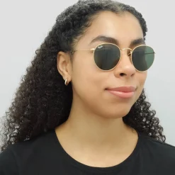 Ray-Ban Ray-Ban|Ray-Ban^Sunglasses Round Metal 3447 001 Gold Green 50mm
