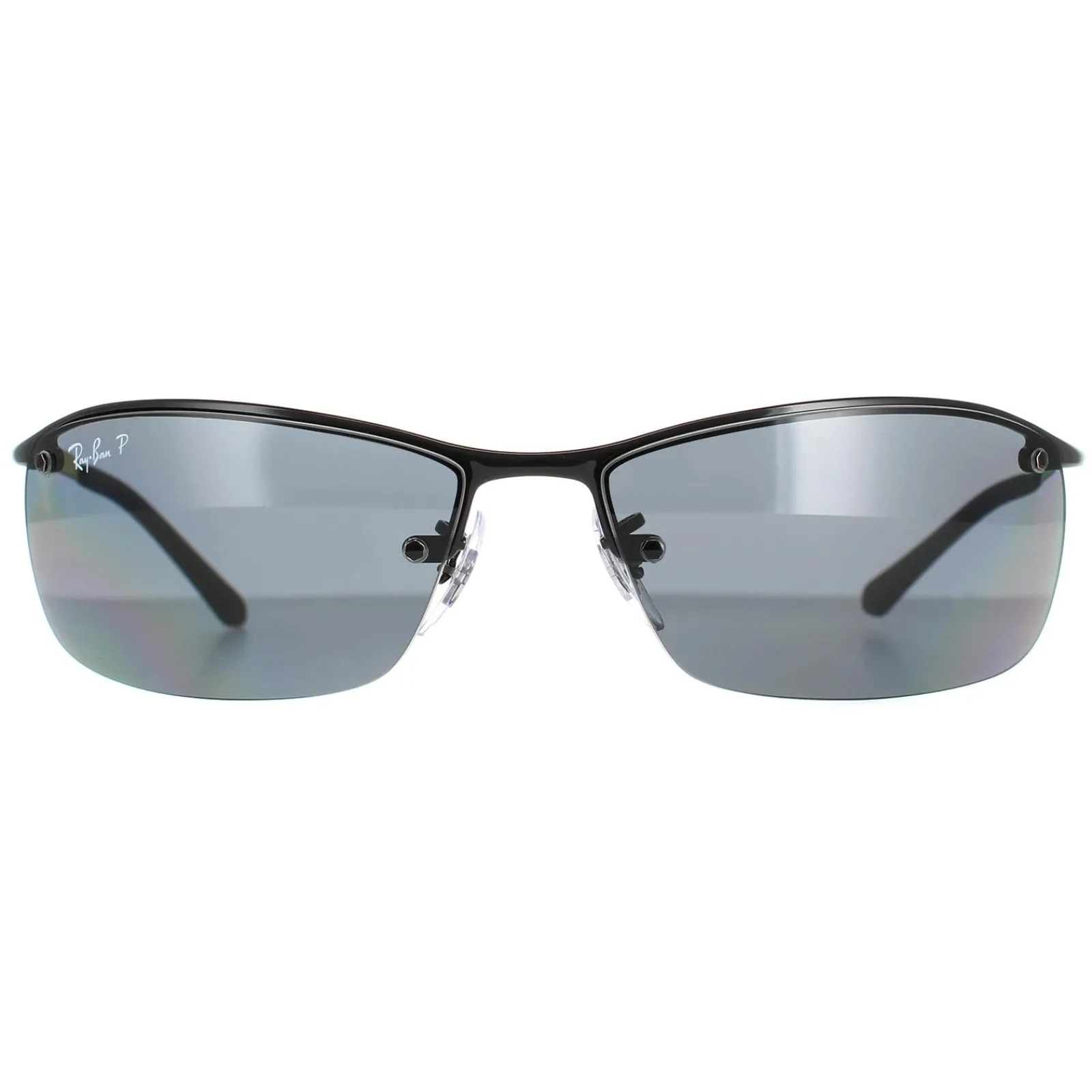Ray-Ban Polarised|Ray-Ban^Rayban Sunglasses Top Bar 3183 Shiny Black Polarized Grey 002/81