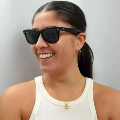 Ray-Ban Ray-Ban|Rectangle^Sunglasses Wayfarer 2140 901 Black Green G-15 Medium 50mm