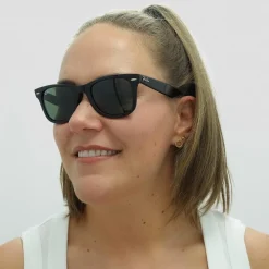 Ray-Ban Ray-Ban|Rectangle^Sunglasses Wayfarer 2140 901 Black Green G-15 Medium 50mm