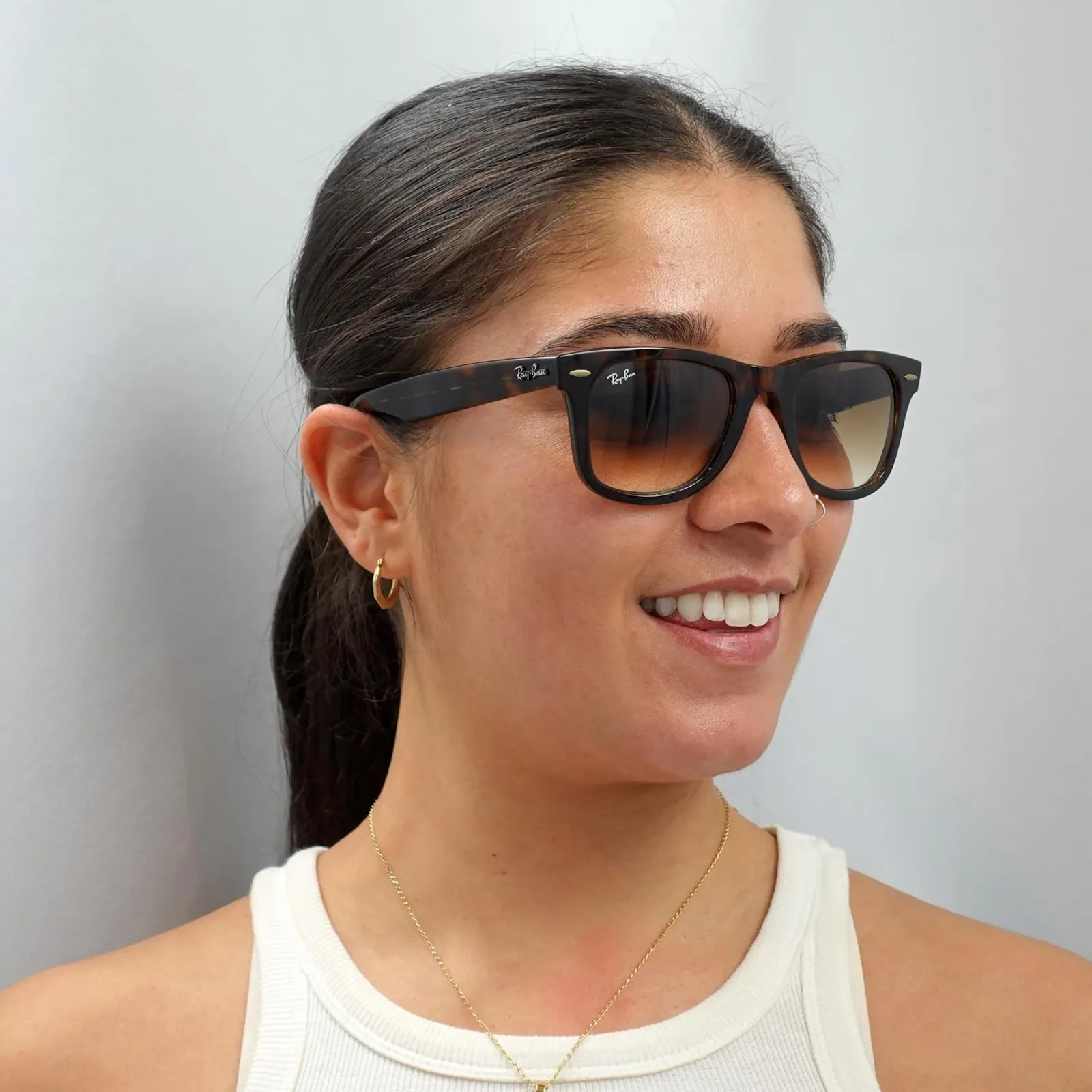 Ray-Ban Rectangle^Sunglasses Wayfarer Ease RB4340 710/51 Tortoise Light Brown Gr