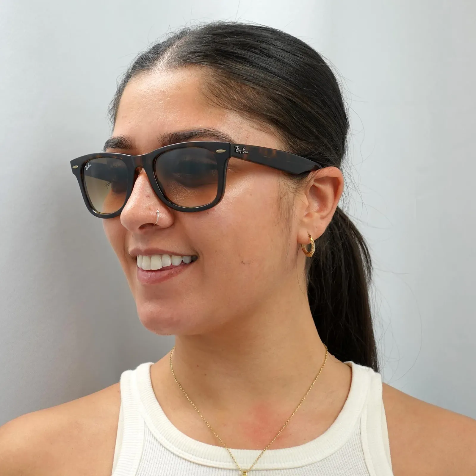 Ray-Ban Rectangle^Sunglasses Wayfarer Ease RB4340 710/51 Tortoise Light Brown Gr