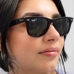 Ray-Ban Ray-Ban|Rectangle^Sunglasses Wayfarer 2140 901 Black Green G-15 Large 54mm
