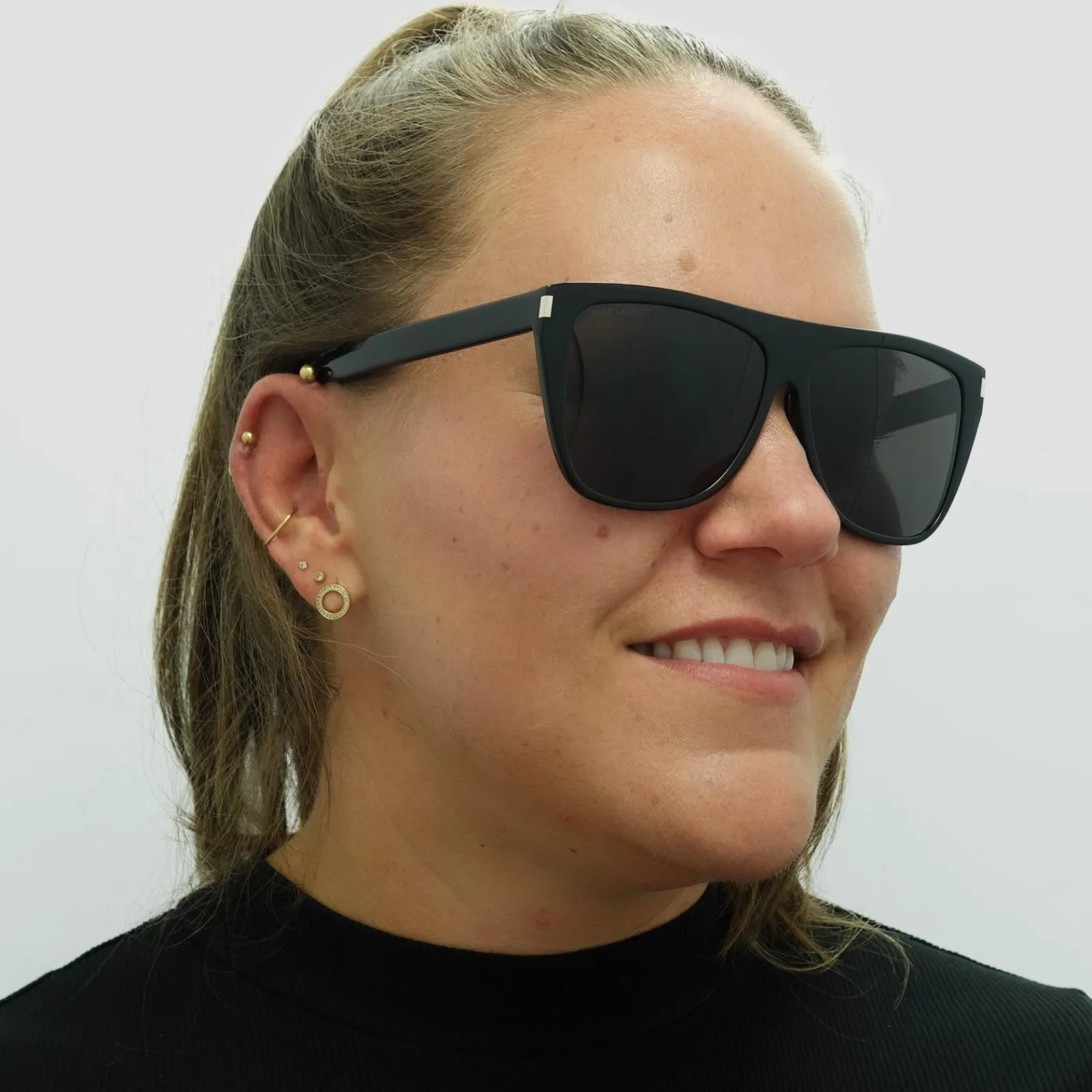 Saint Laurent Square|Saint Laurent^Sunglasses SL 1 SLIM 001 Black Grey Smoke