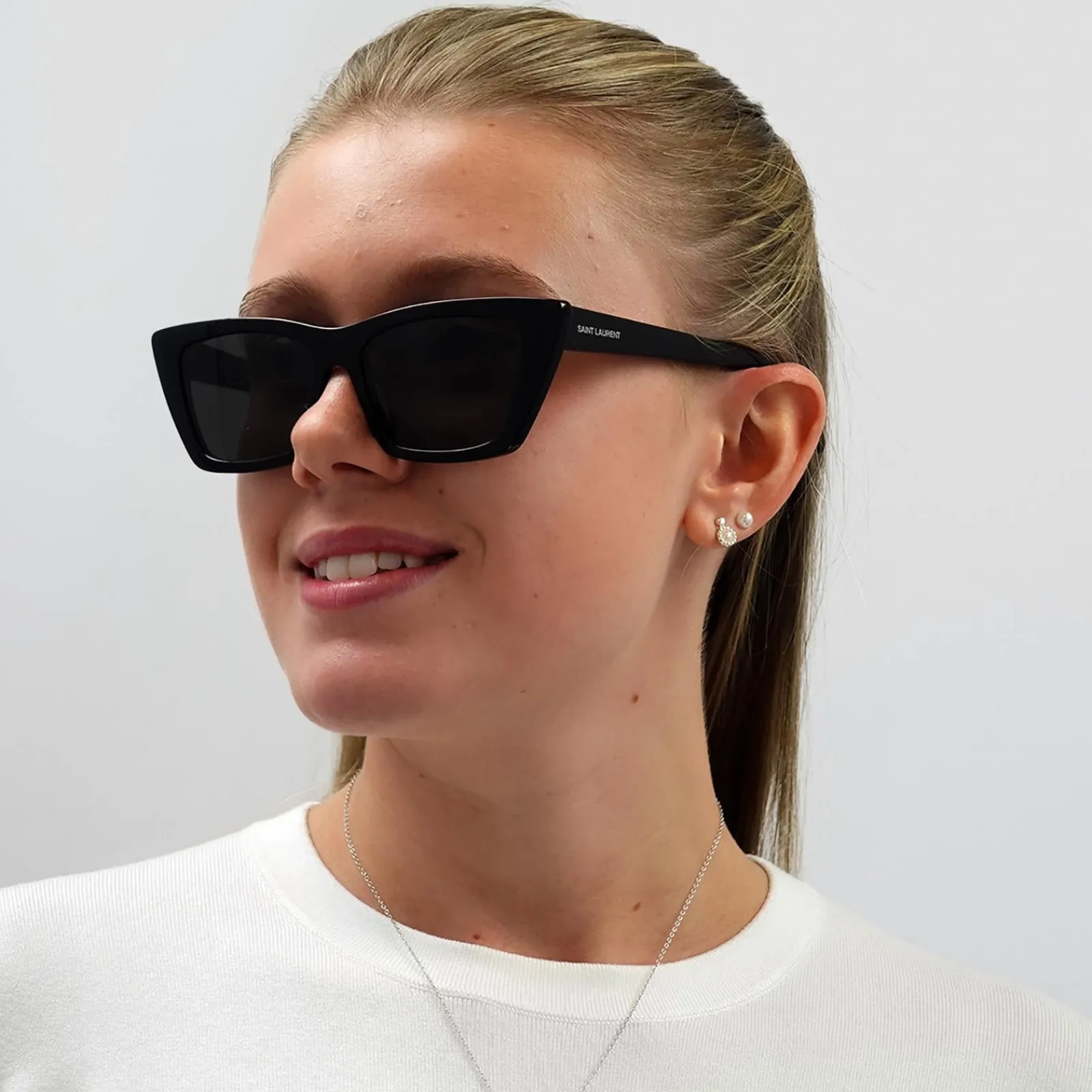 Saint Laurent Saint Laurent|Cat-Eye^Sunglasses SL 276 MICA 001 Black Grey