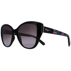 Salvatore Ferragamo Cat-Eye^Sunglasses SF912S 001 Black with Flower Print Grey