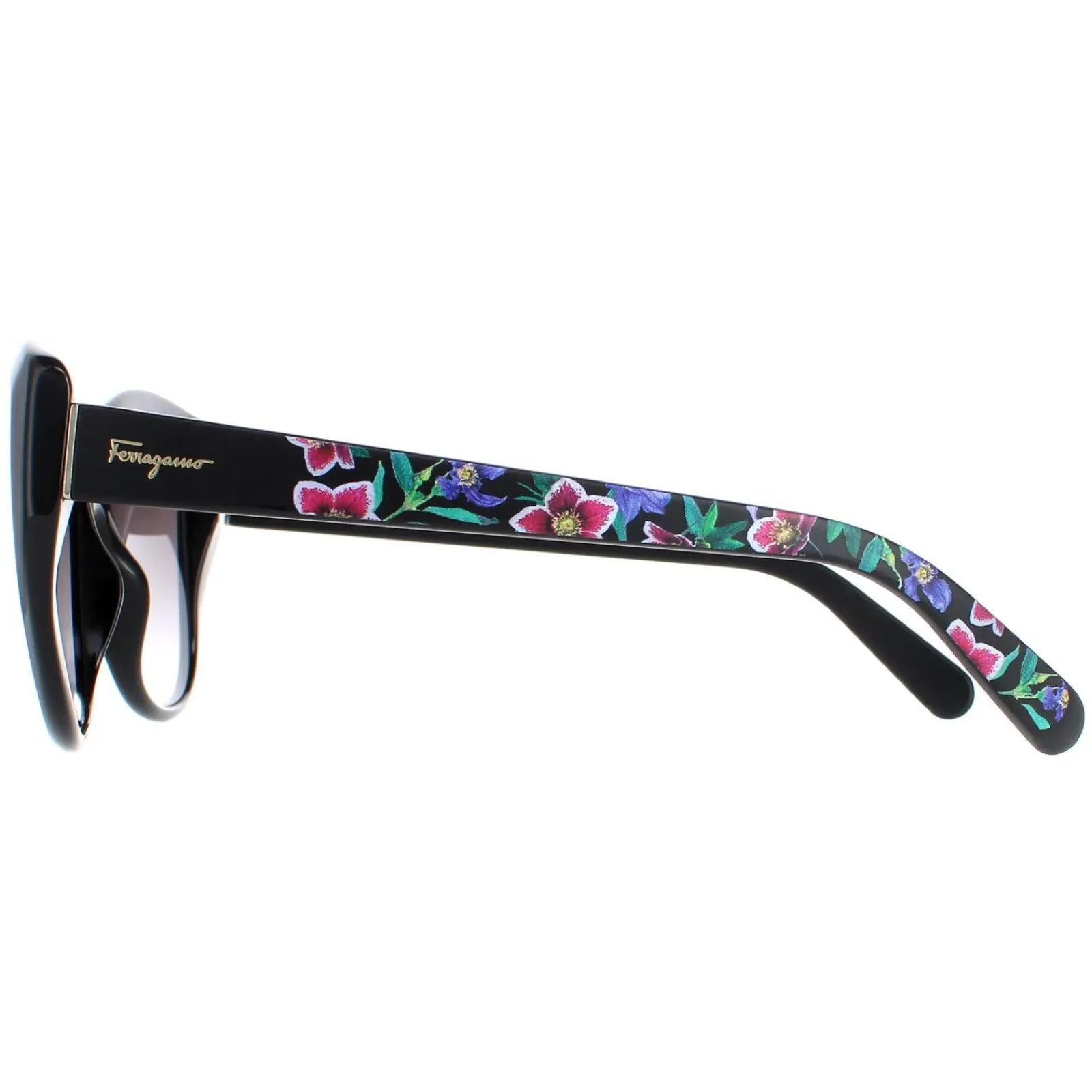 Salvatore Ferragamo Cat-Eye^Sunglasses SF912S 001 Black with Flower Print Grey