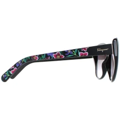 Salvatore Ferragamo Cat-Eye^Sunglasses SF912S 001 Black with Flower Print Grey