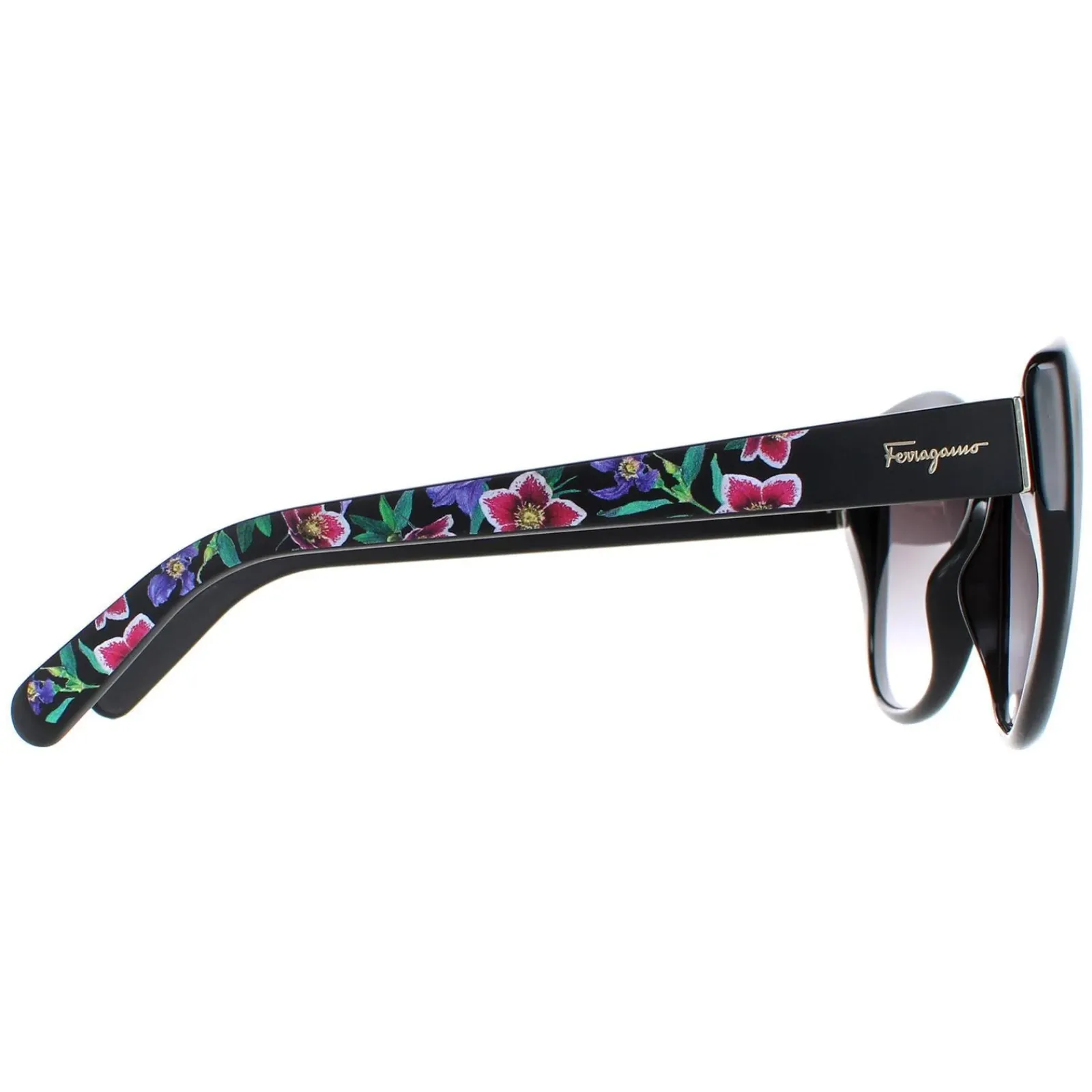 Salvatore Ferragamo Cat-Eye^Sunglasses SF912S 001 Black with Flower Print Grey