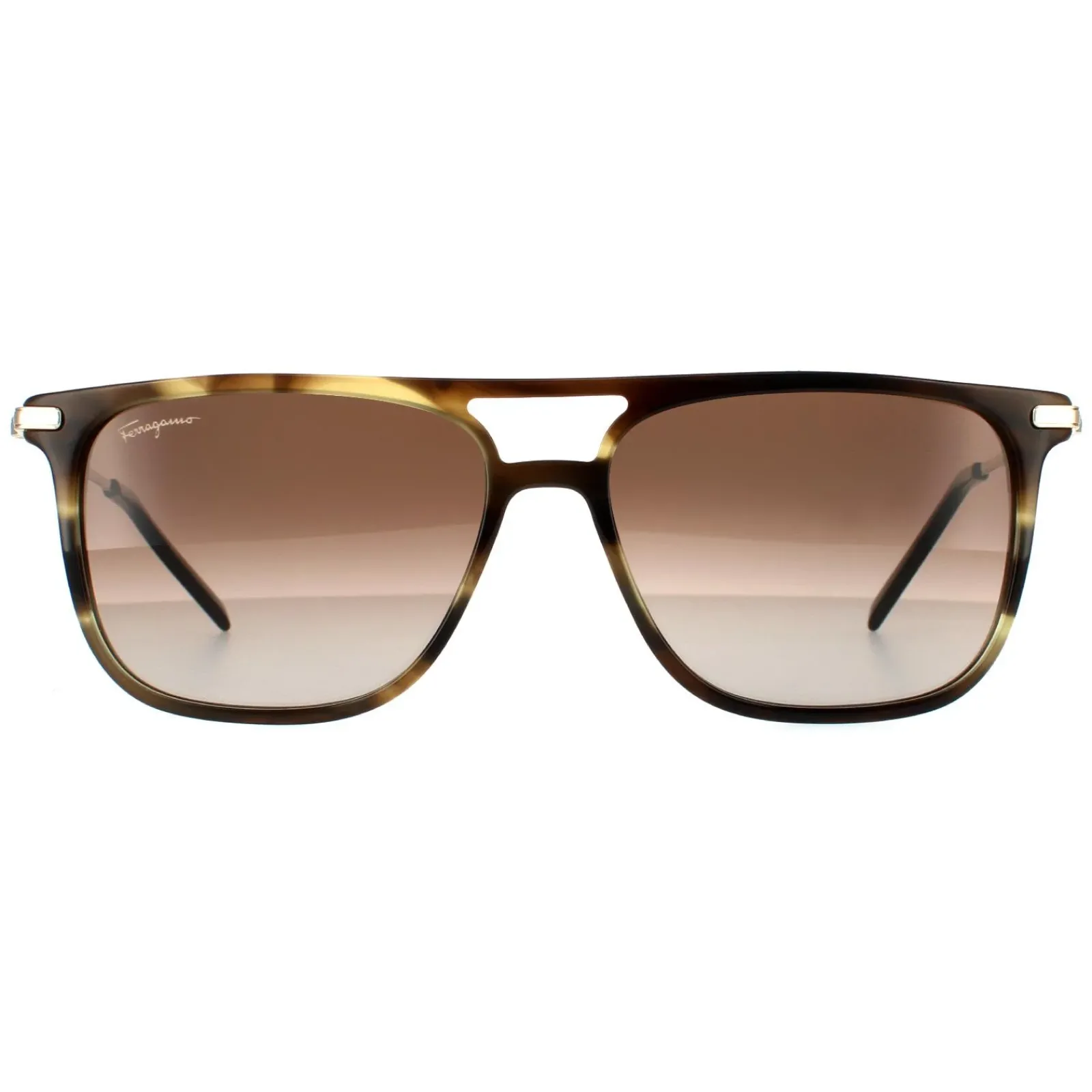 Salvatore Ferragamo Square^Sunglasses SF966S 319 Striped Khaki Brown Gradient