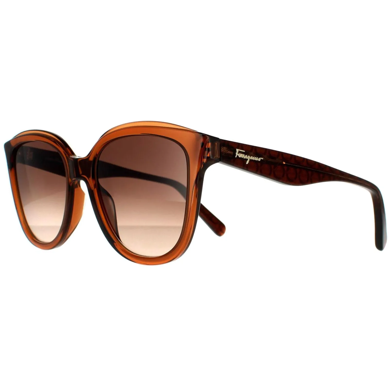 Salvatore Ferragamo Square^Sunglasses SF977S 210 Crystal Brown Brown Gradient
