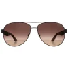 Salvatore Ferragamo Aviator^Sunglasses SF275S 071 Matte Dark Ruthenium Grey Br