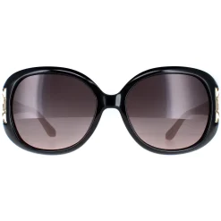 Salvatore Ferragamo Oval^Sunglasses SF668 001 Black Taupe Brown Gradient