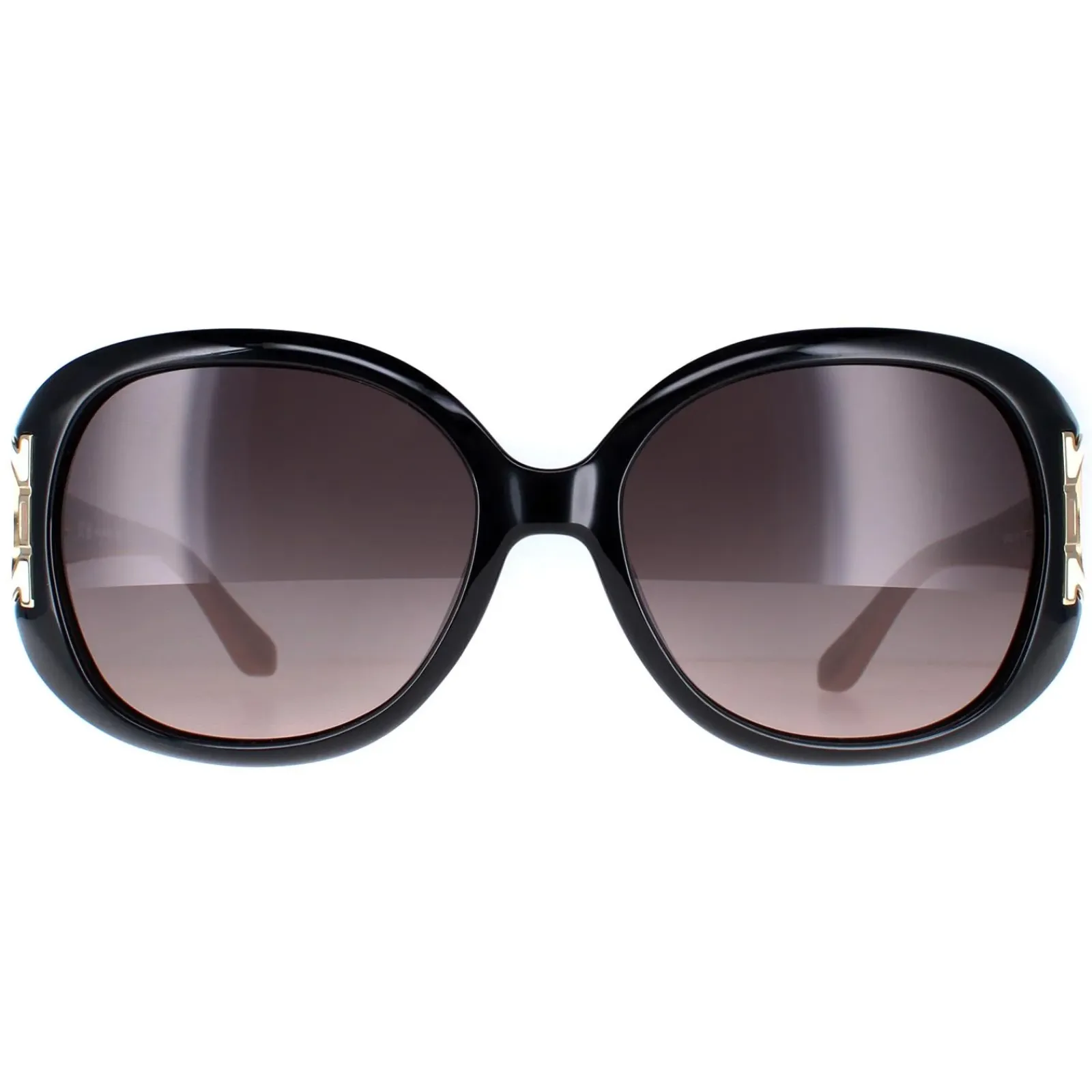 Salvatore Ferragamo Oval^Sunglasses SF668 001 Black Taupe Brown Gradient
