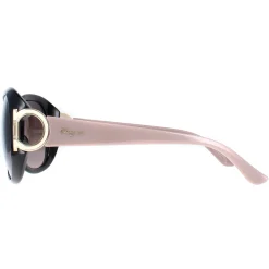 Salvatore Ferragamo Oval^Sunglasses SF668 001 Black Taupe Brown Gradient