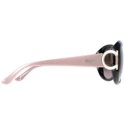 Salvatore Ferragamo Oval^Sunglasses SF668 001 Black Taupe Brown Gradient