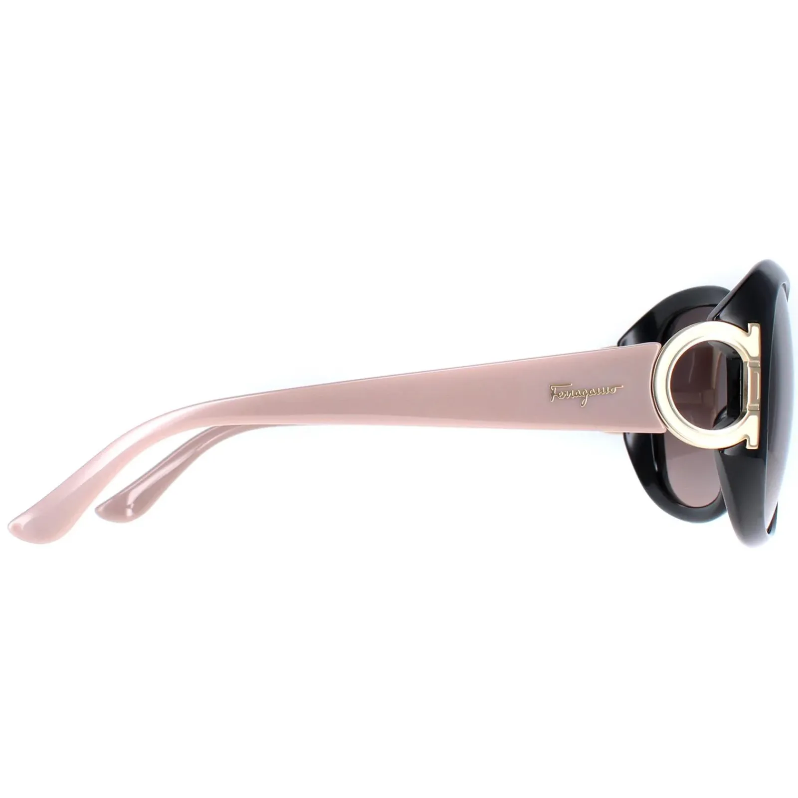 Salvatore Ferragamo Oval^Sunglasses SF668 001 Black Taupe Brown Gradient