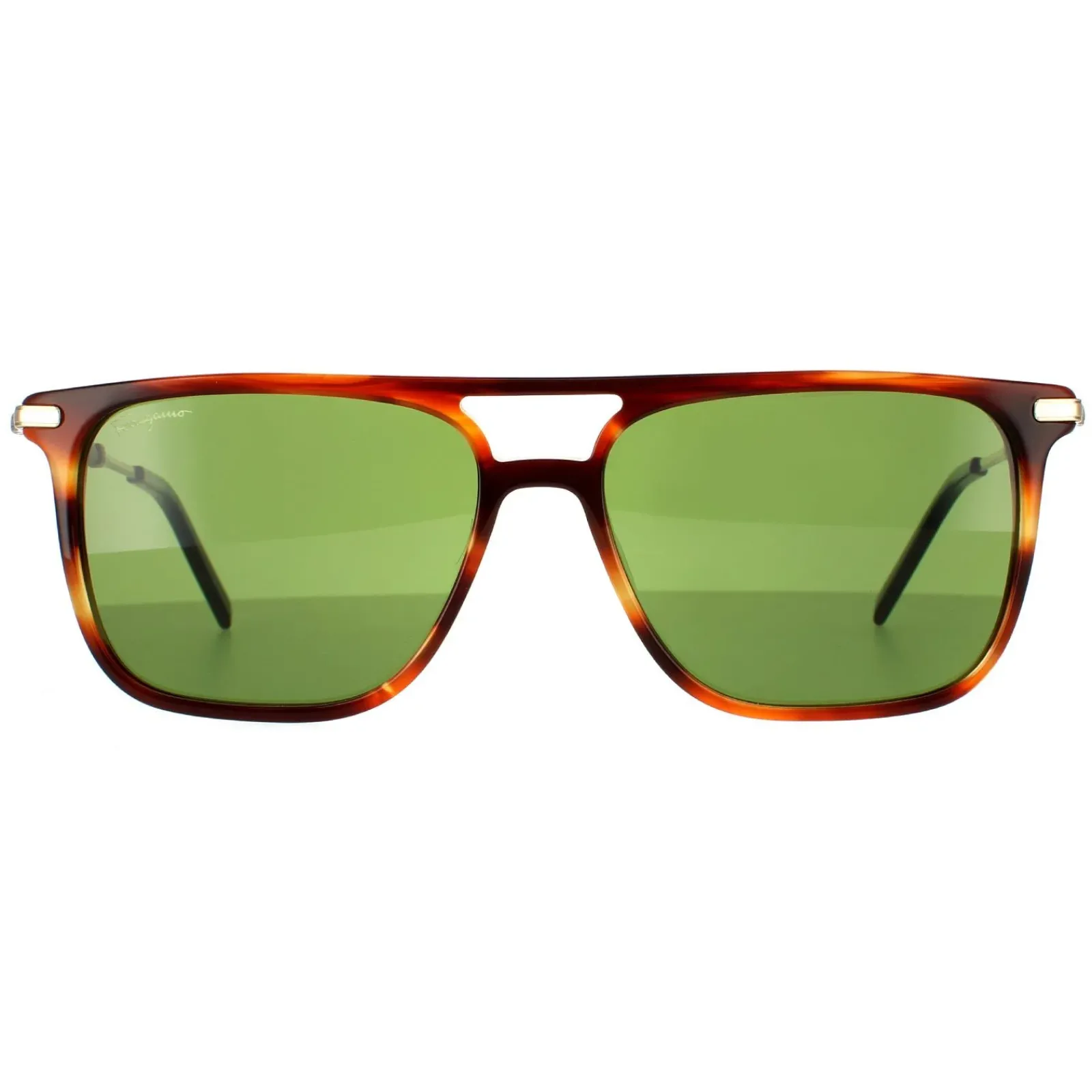 Salvatore Ferragamo Square^Sunglasses SF966S 216 Striped Brown Solid Green