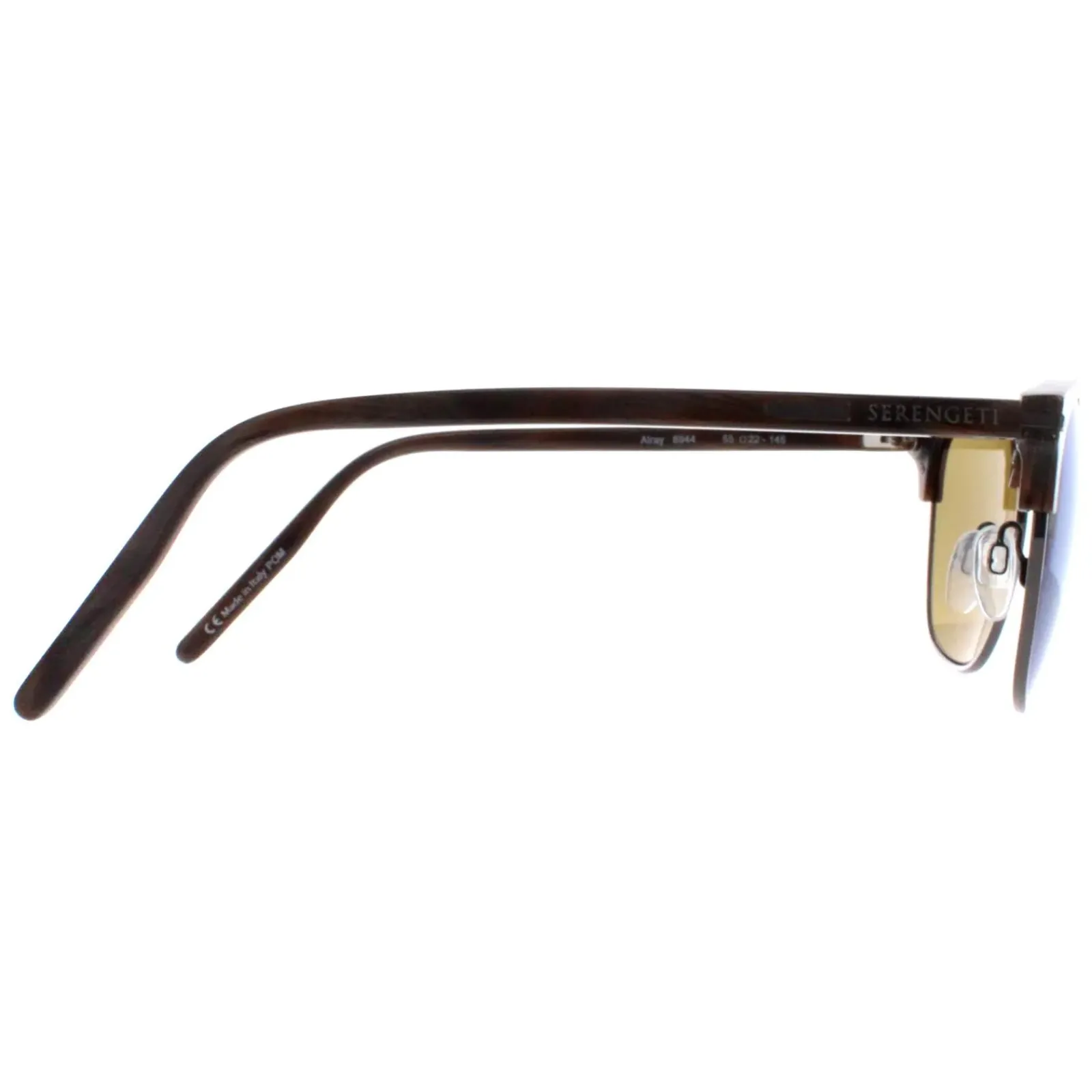 Serengeti Polarised|Round^Sunglasses Alray 8944 Shiny Wood Grain Blue 555nm Polarized