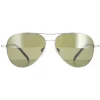 Serengeti Aviator|Aviator^Sunglasses Carrara Small SS016001 Shiny Silver Polarized Gre