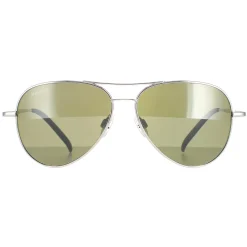 Serengeti Aviator|Aviator^Sunglasses Carrara Small SS016001 Shiny Silver Polarized Gre