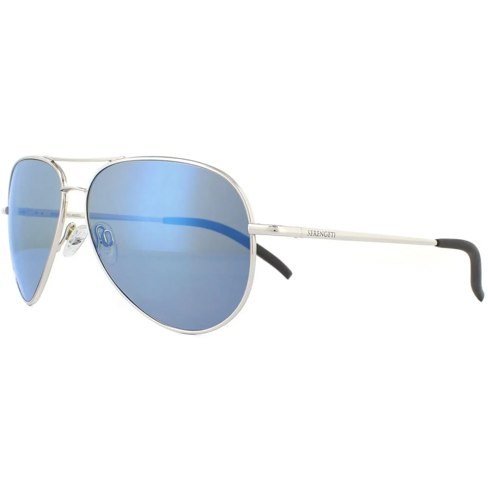 Serengeti Aviator|Aviator^Sunglasses Carrara 8547 Shiny Silver Mineral Polarized 555nm