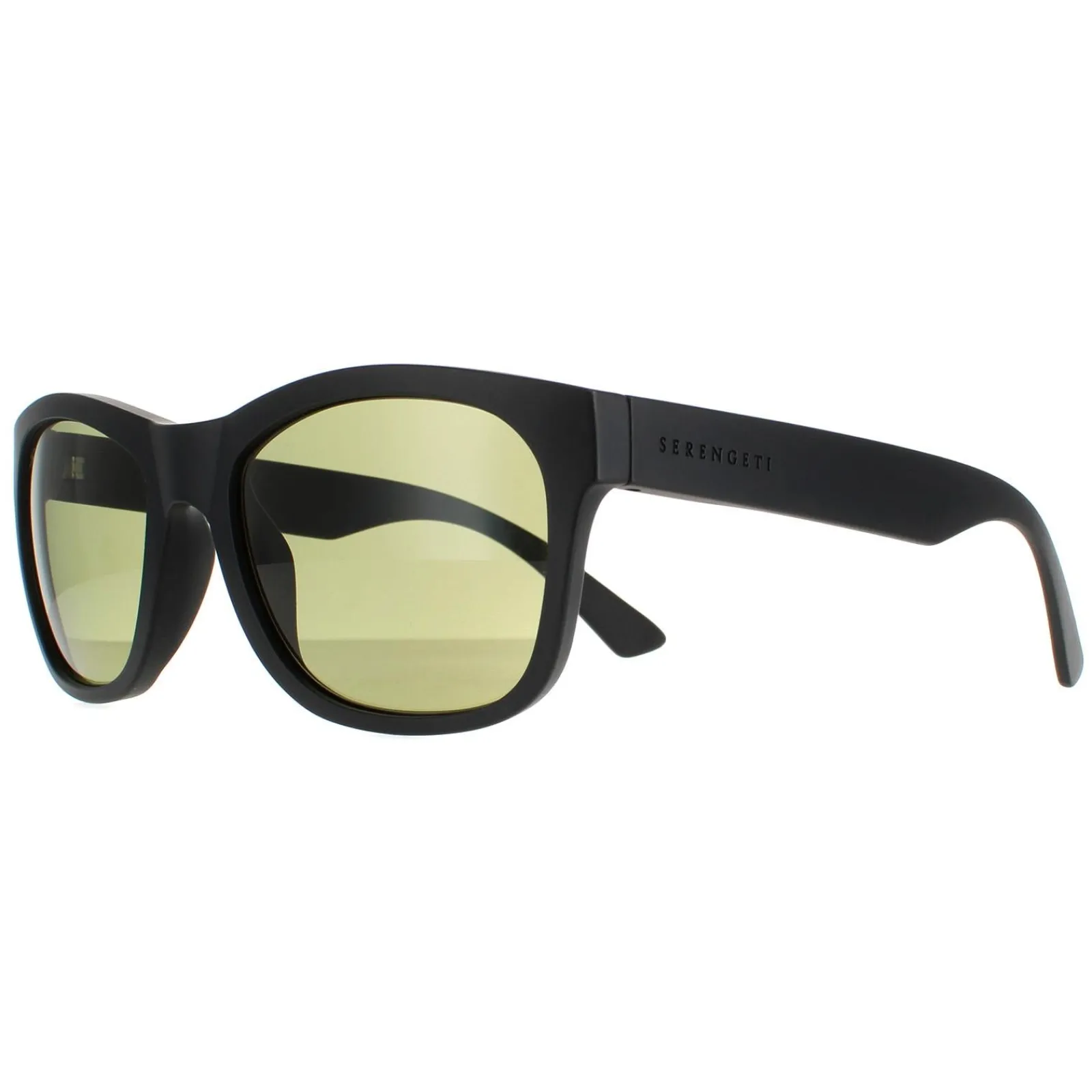 Serengeti Square|Square^Sunglasses Chandler SS557005 Matte Black Saturn Green 555nm