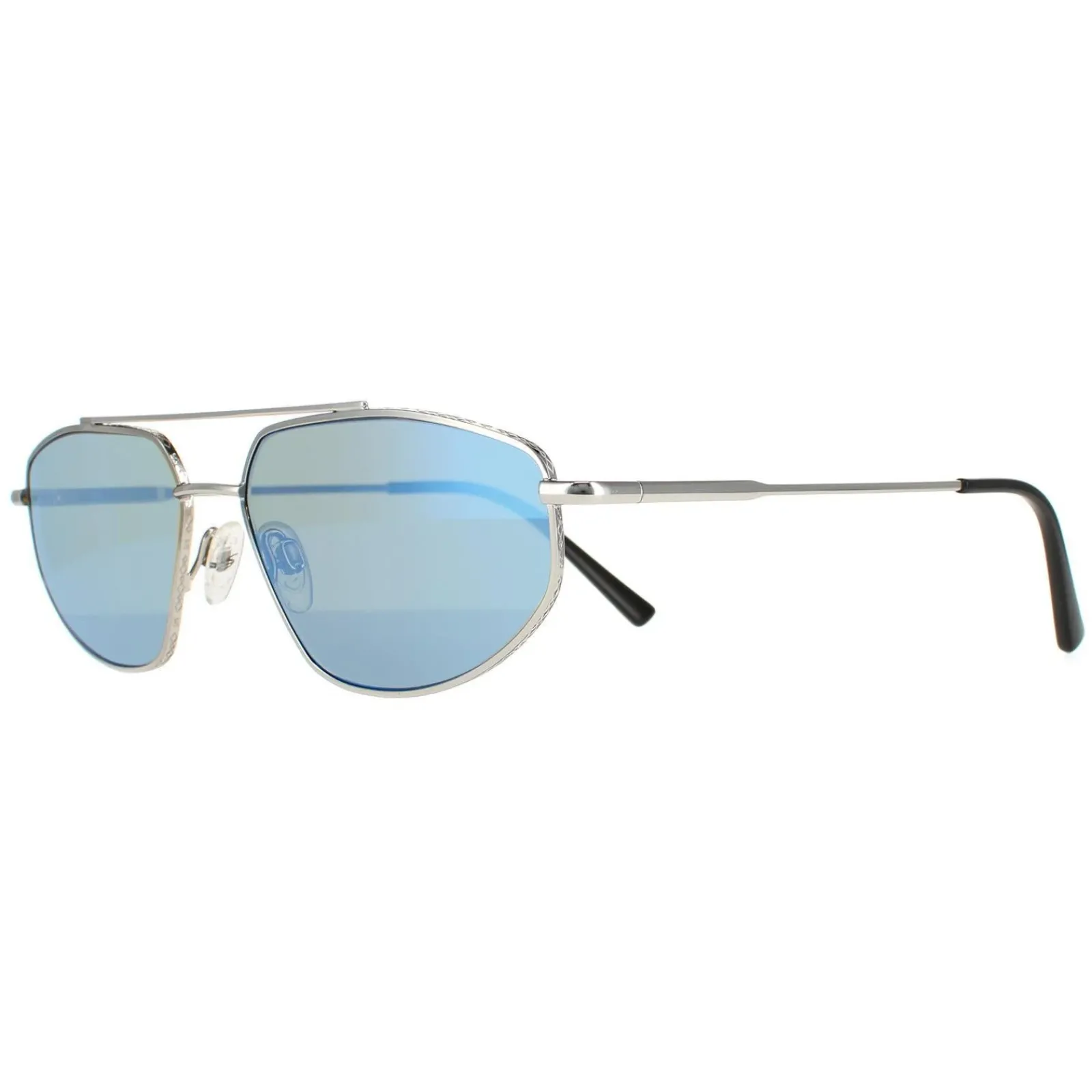 Serengeti Rectangle^Sunglasses Marlon SS539002 Shiny Silver Mineral Polarized 55