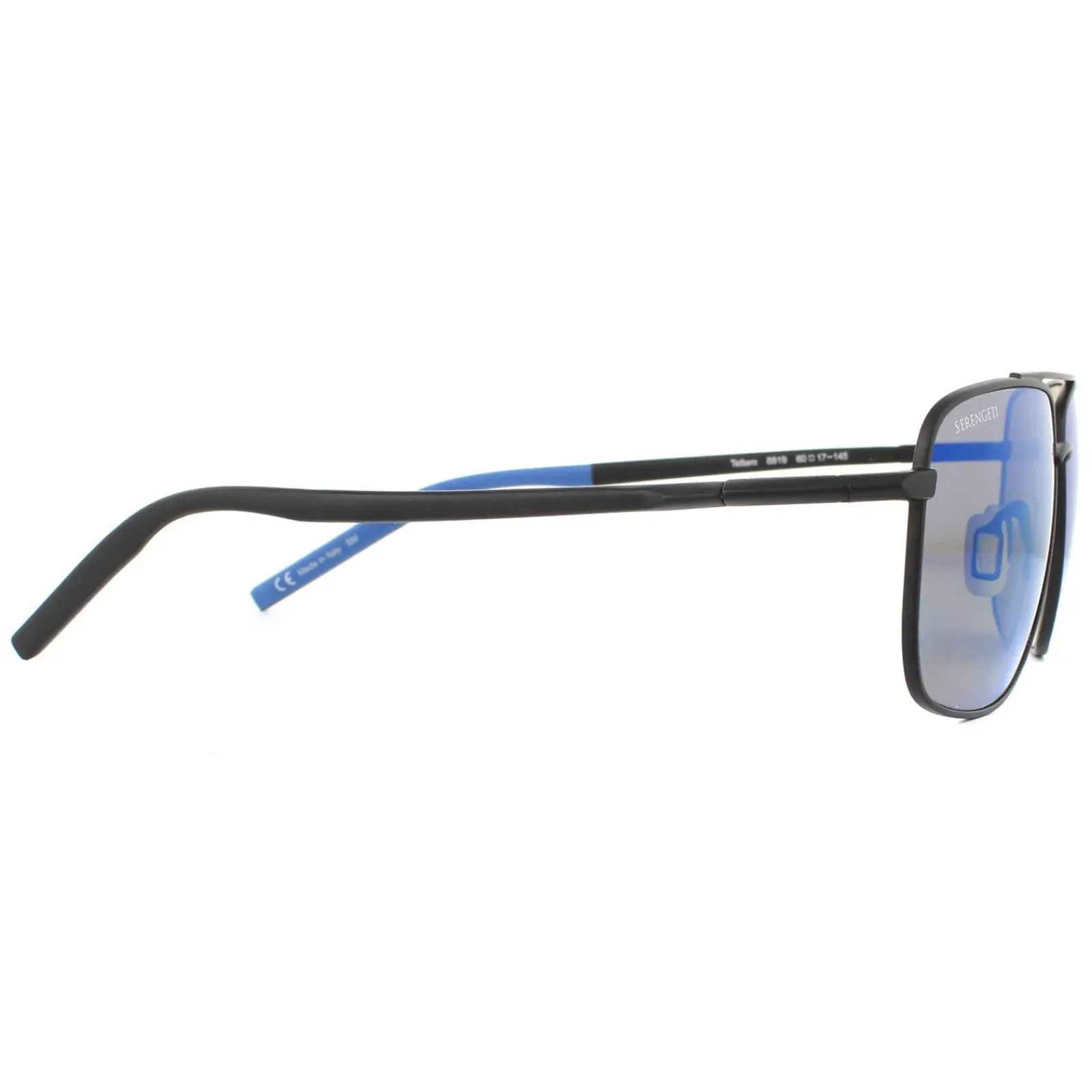 Serengeti Aviator^Sunglasses Tellaro 8819 Matte Black Blue Mineral Polarized 5