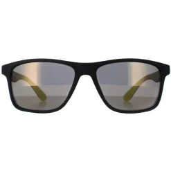 Smarty Rectangle|Rectangle^Sunglasses SA2306 A Matte Black Rubber Yellow Bronze Blue Flash