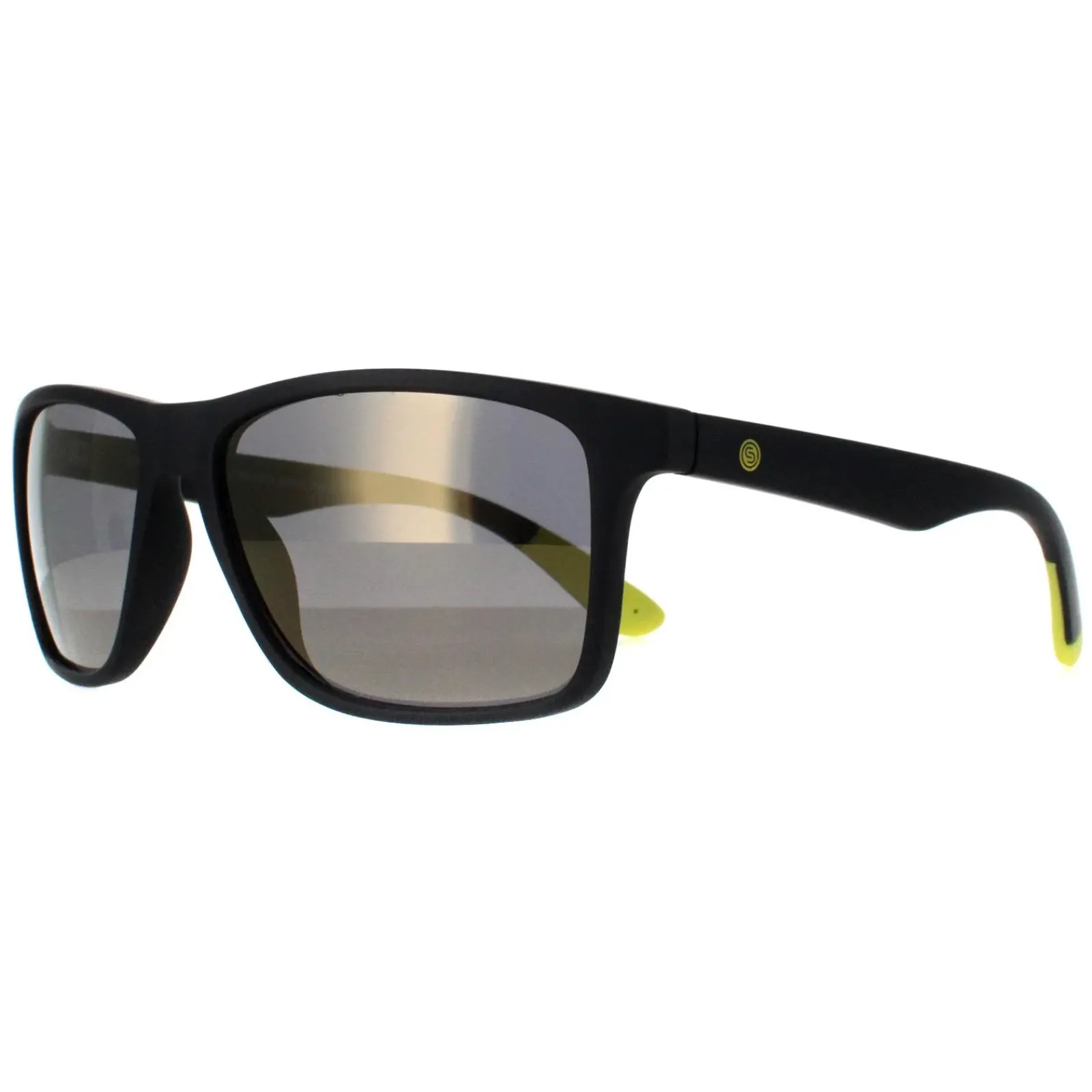 Smarty Rectangle|Rectangle^Sunglasses SA2306 A Matte Black Rubber Yellow Bronze Blue Flash