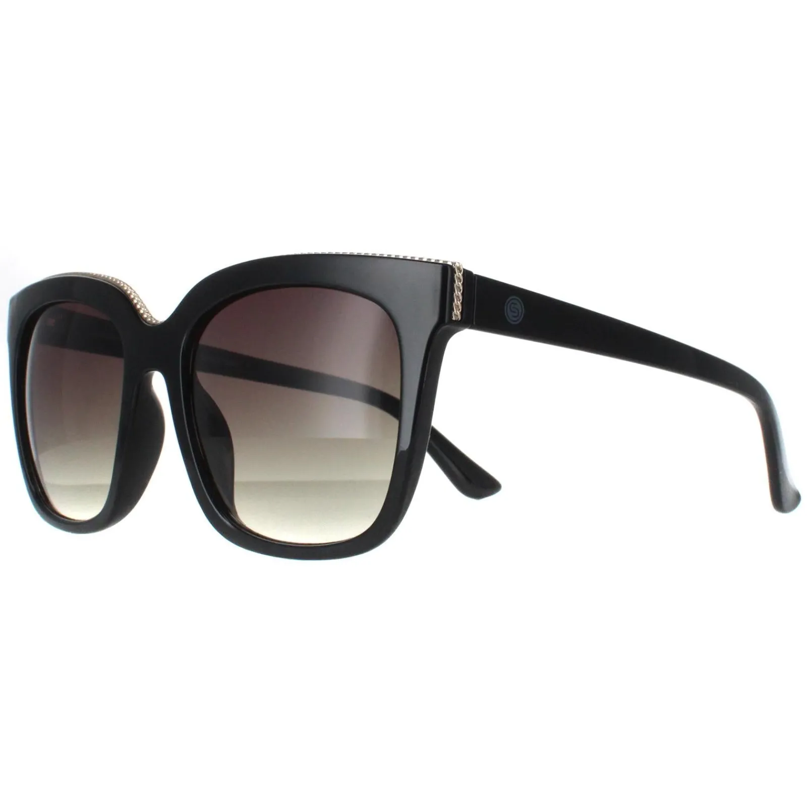 Smarty Square^Sunglasses SB2314 A Black with Silver Edging Grey