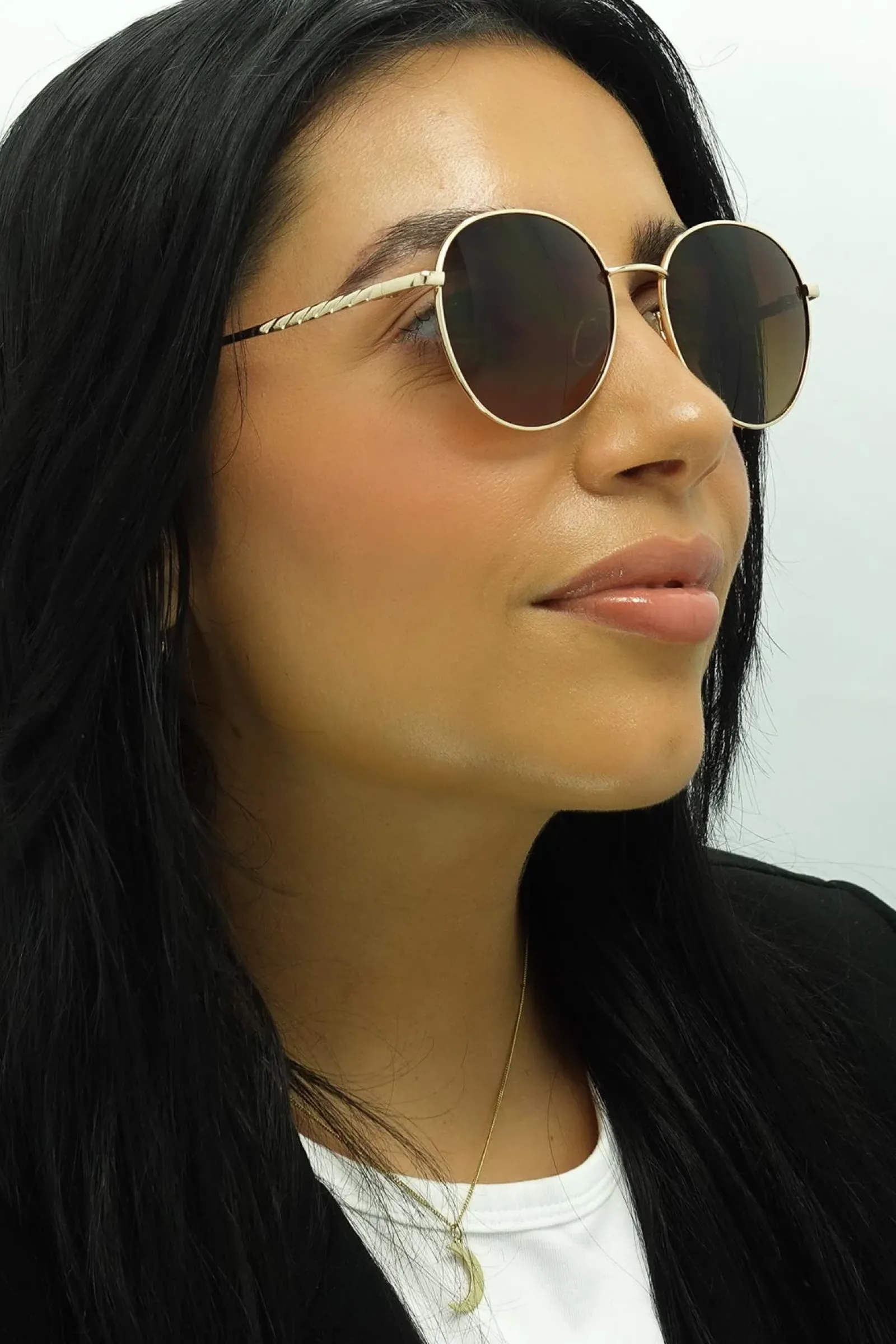 Smarty Round^Sunglasses X1116 A Gold Brown