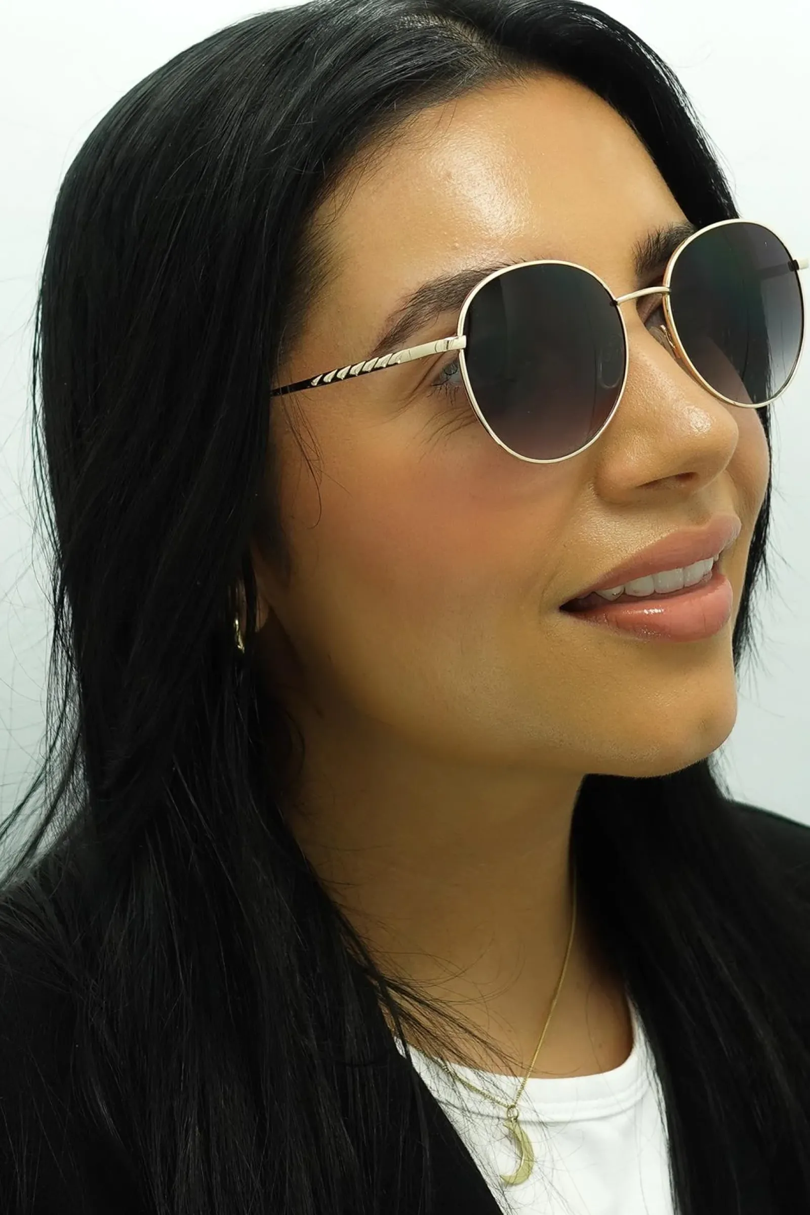 Smarty Round^Sunglasses X1116 B Gold Grey