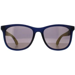 Smarty Rectangle^Sunglasses X2916 G Frosty Matte Black Blue Rubber Yellow Grey