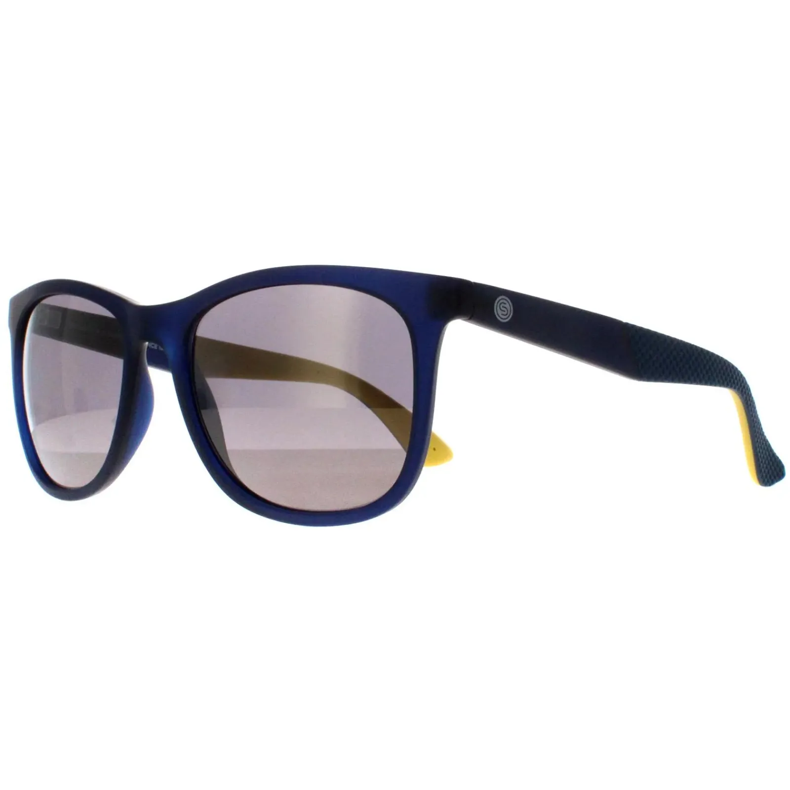 Smarty Rectangle^Sunglasses X2916 G Frosty Matte Black Blue Rubber Yellow Grey