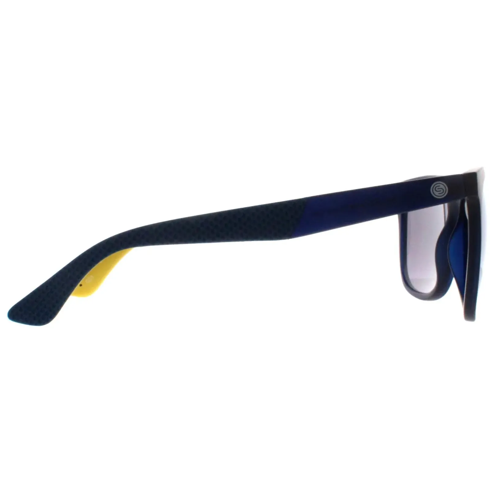 Smarty Rectangle^Sunglasses X2916 G Frosty Matte Black Blue Rubber Yellow Grey