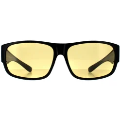 Smarty Rectangle^Sunglasses Y2055 E Black EF Night-Driving Yellow
