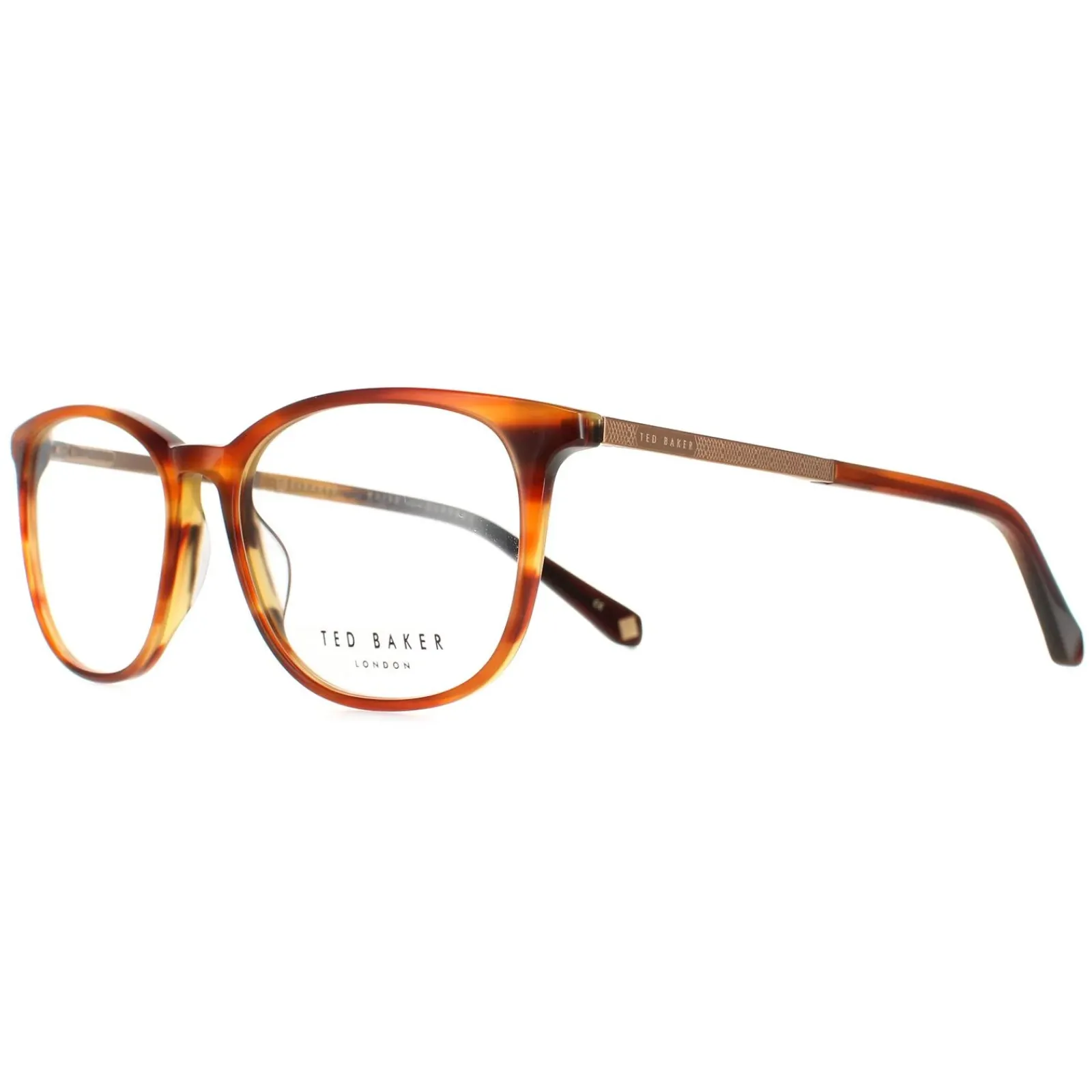 Ted Baker Round^Glasses Frames TB8219 Archer 351 Cognac Horn Men